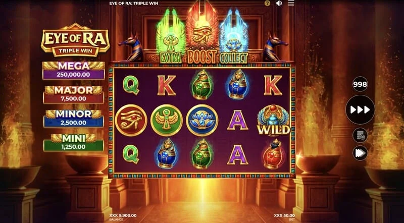 Eye of Ra Triple Win - Wild, który pojawił się na bębnach